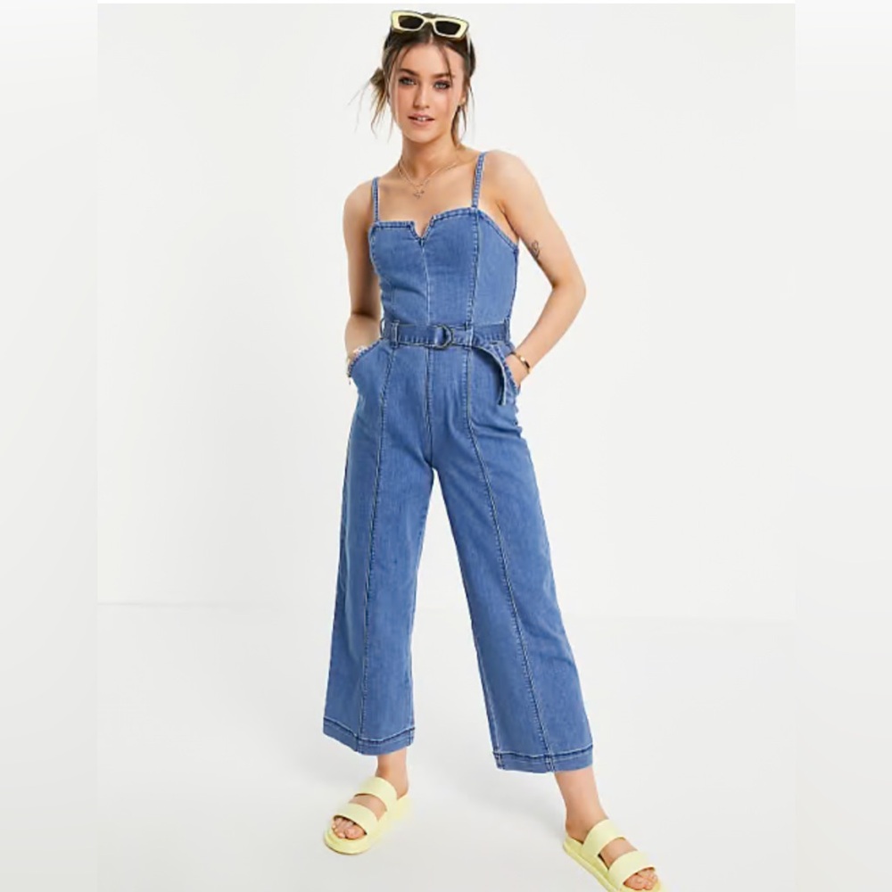 Hollister Denim Jumpsuit with Adjustable Straps - size XS